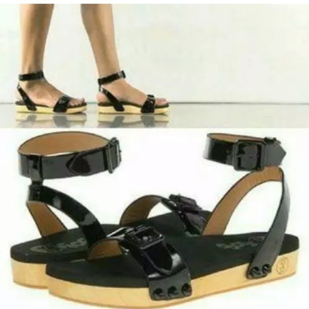 Flogg noelle patent look wooden sandal 7